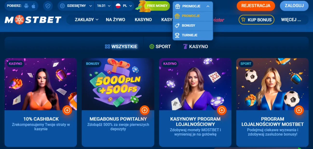 Program bonusowy Mostbet w Polsce